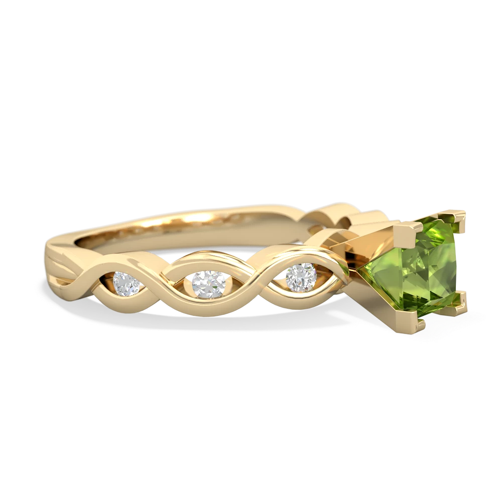 Peridot Infinity 5Mm Square Engagement 14K Yellow Gold ring R26315SQ