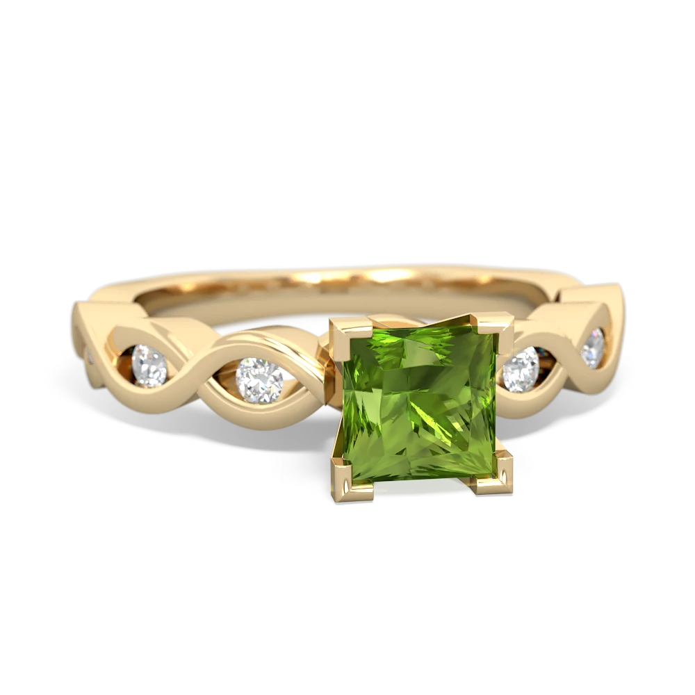 Peridot Infinity 5Mm Square Engagement 14K Yellow Gold ring R26315SQ