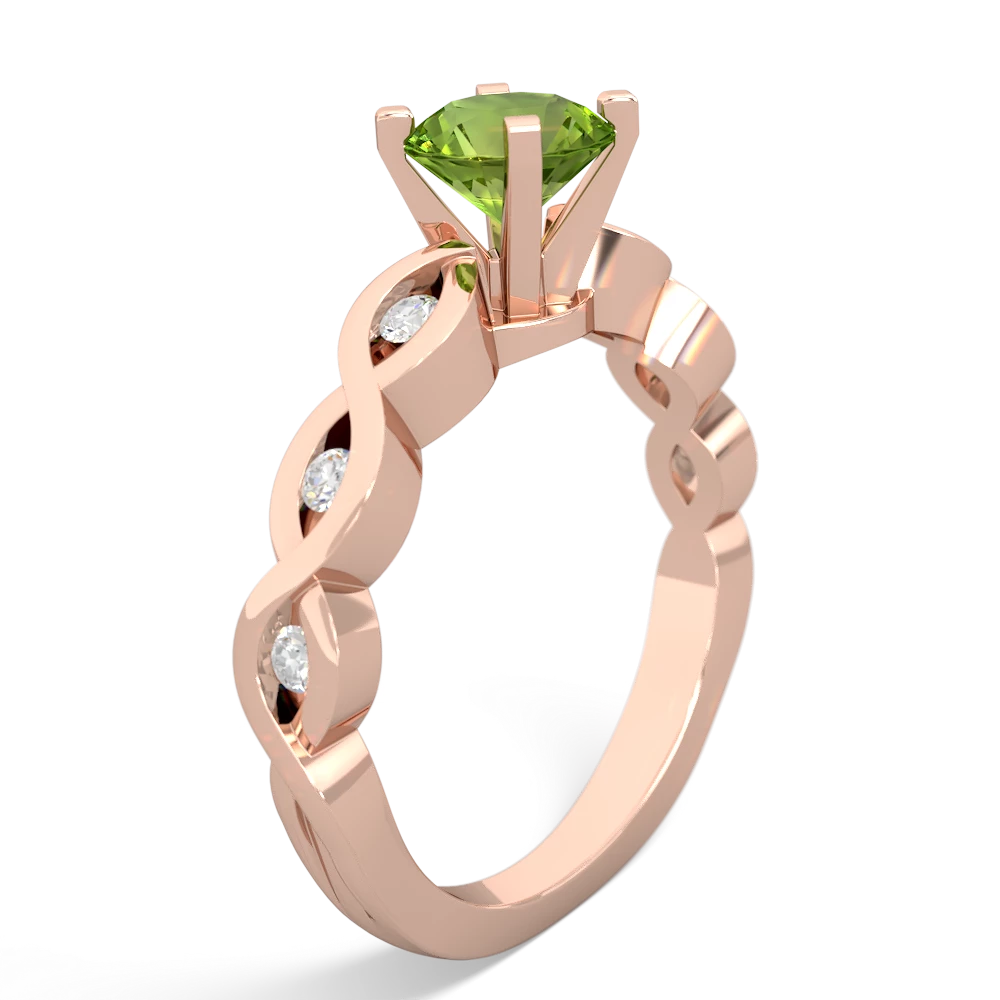 Peridot Infinity 6Mm Round Engagement 14K Rose Gold ring R26316RD