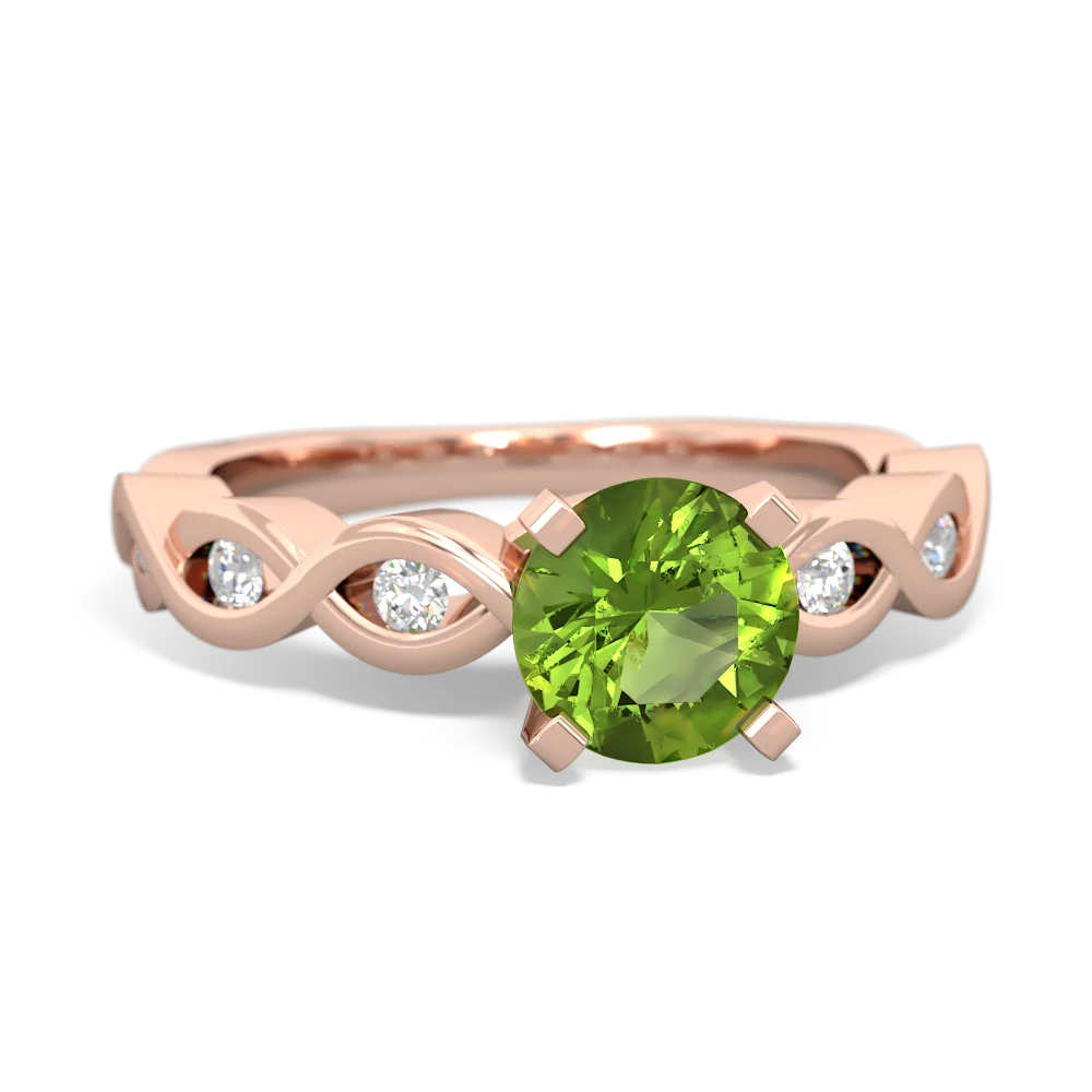 Peridot Infinity 6Mm Round Engagement 14K Rose Gold ring R26316RD