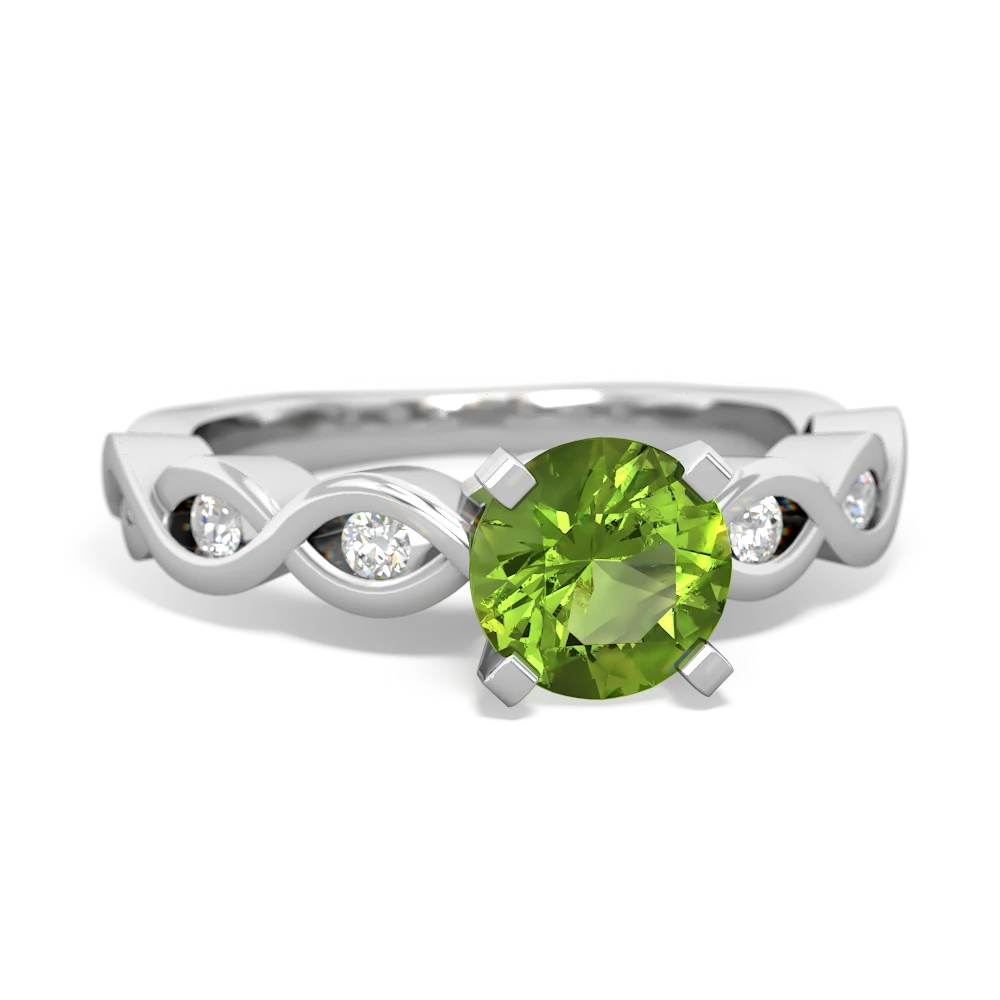 Peridot Infinity 6Mm Round Engagement 14K White Gold ring R26316RD