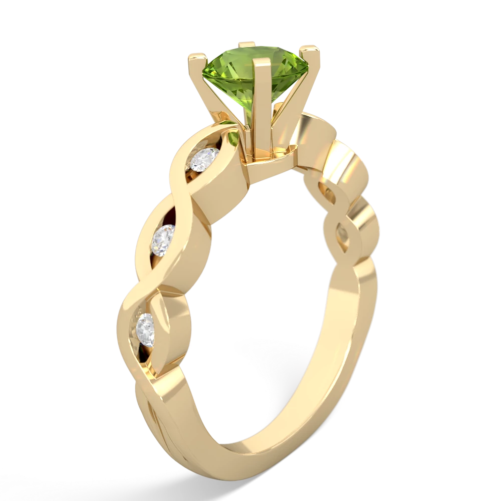 Peridot Infinity 6Mm Round Engagement 14K Yellow Gold ring R26316RD