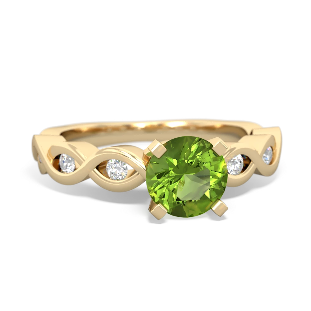 Peridot Infinity 6Mm Round Engagement 14K Yellow Gold ring R26316RD