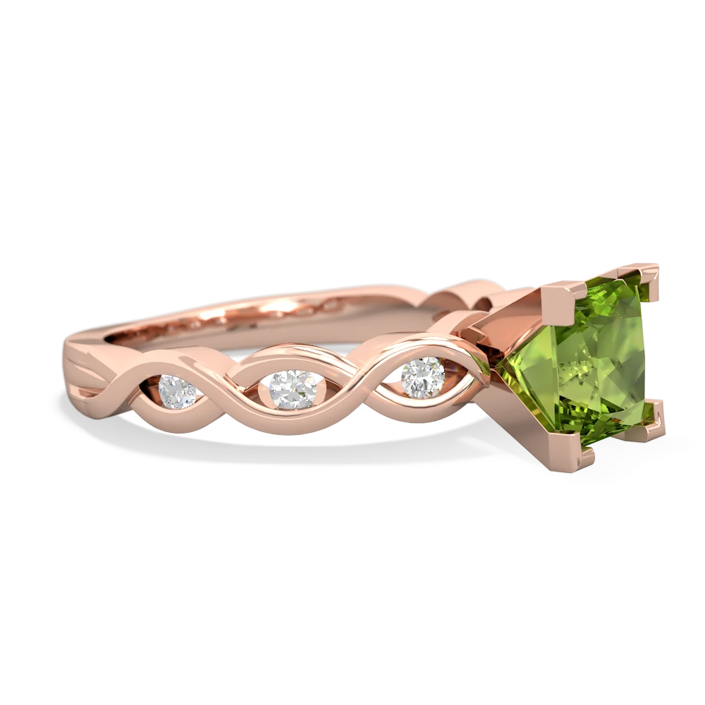 Peridot Infinity 6Mm Princess Engagement 14K Rose Gold ring R26316SQ