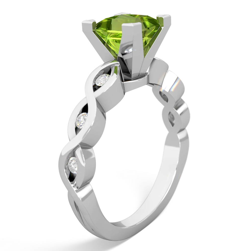 Peridot Infinity 6Mm Princess Engagement 14K White Gold ring R26316SQ