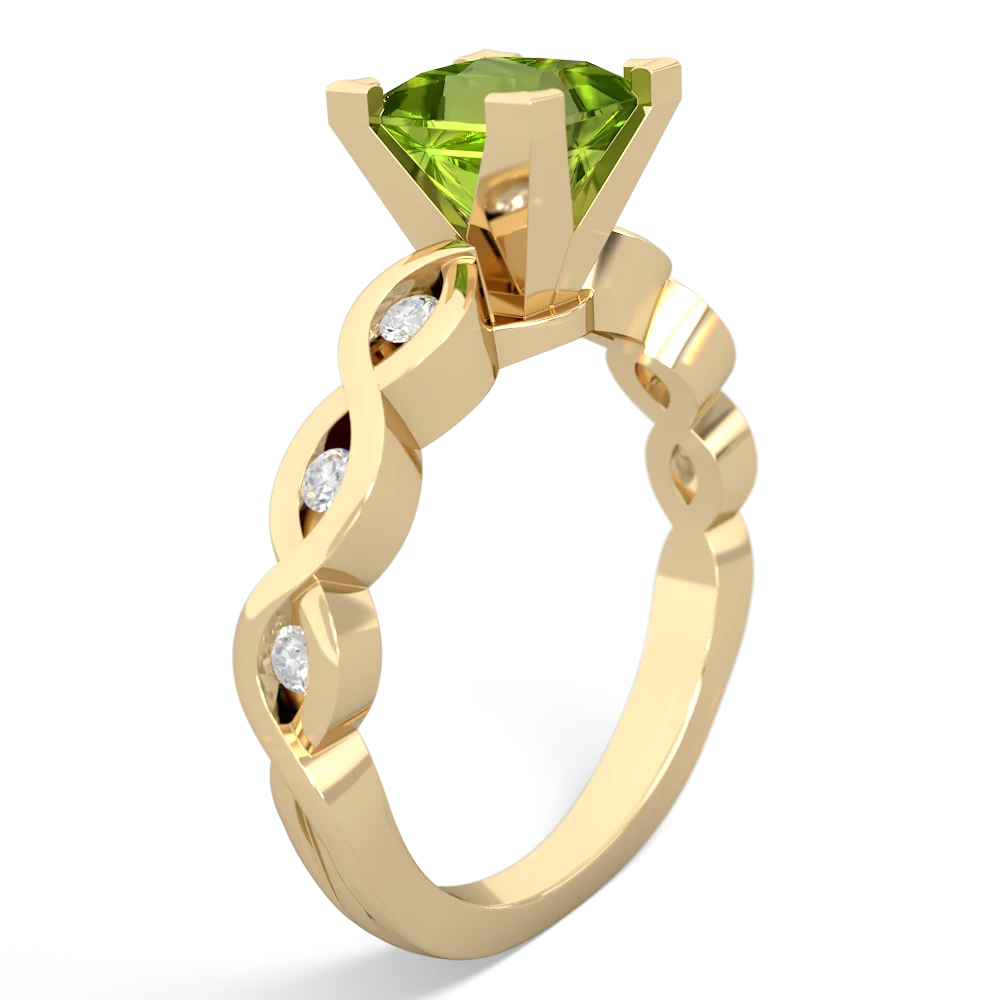 Peridot Infinity 6Mm Princess Engagement 14K Yellow Gold ring R26316SQ