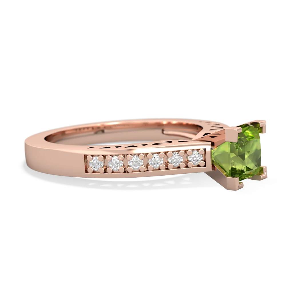 Peridot Art Deco Engagement 5Mm Square 14K Rose Gold ring R26355SQ