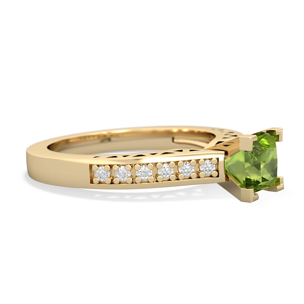 Peridot Art Deco Engagement 5Mm Square 14K Yellow Gold ring R26355SQ