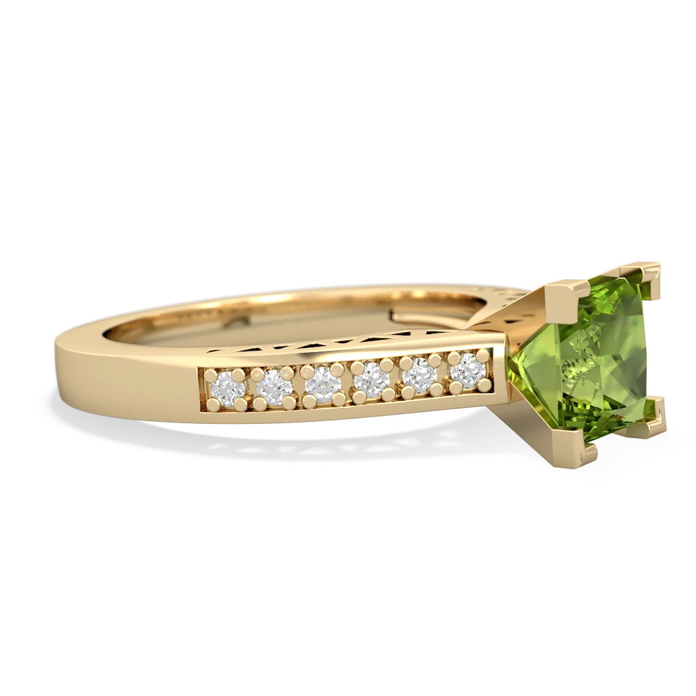 Peridot Art Deco Engagement 6Mm Princess 14K Yellow Gold ring R26356SQ