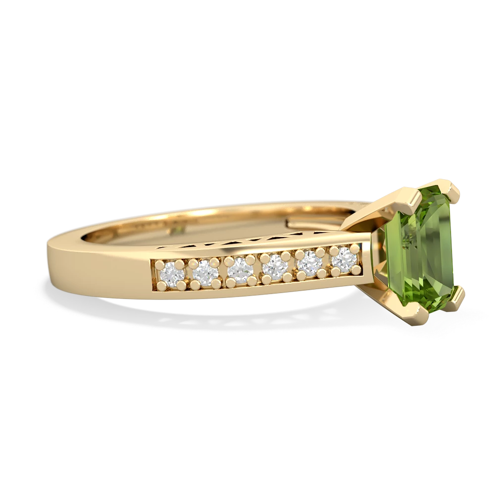 Peridot Art Deco Engagement 7X5mm Emerald-Cut 14K Yellow Gold ring R26357EM