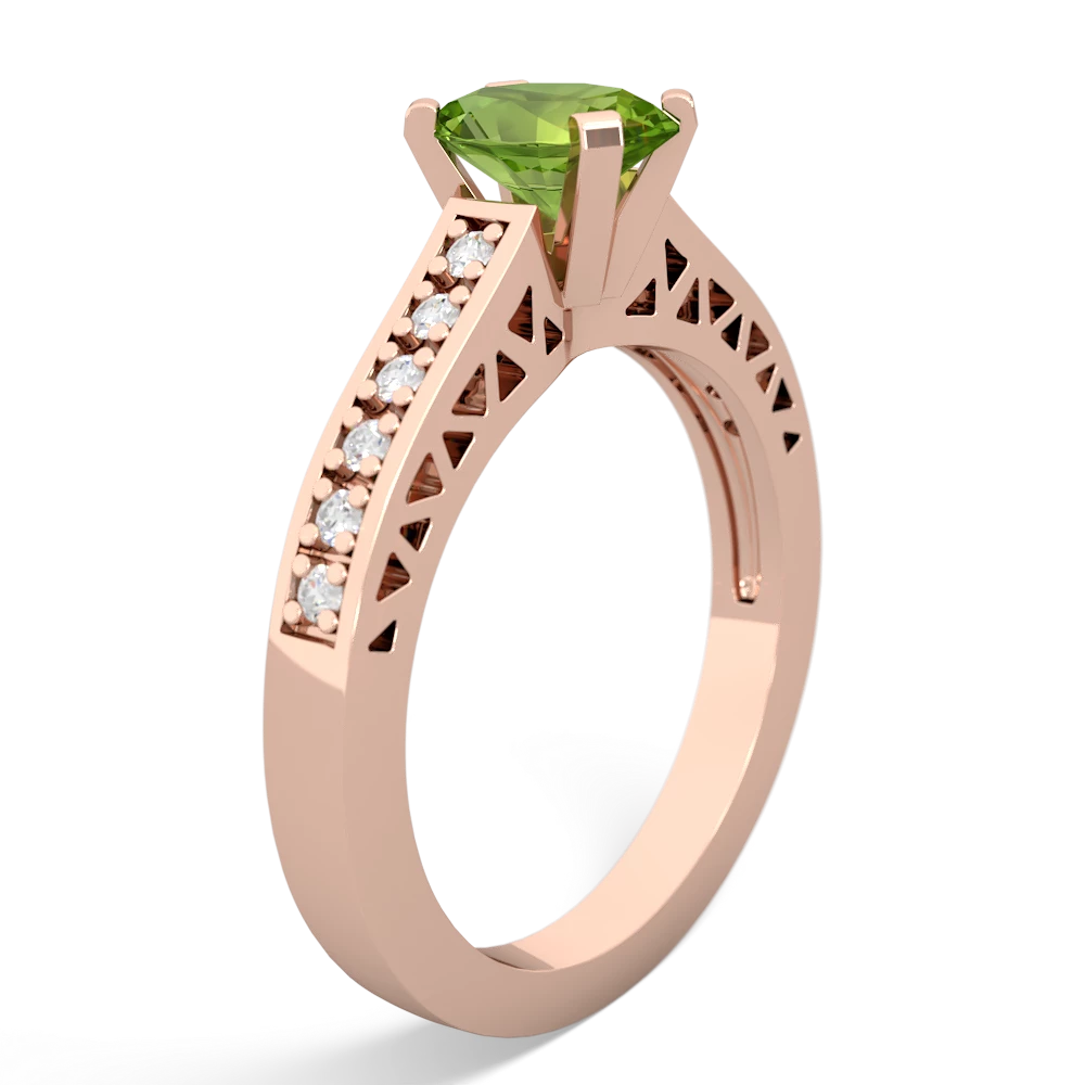 Peridot Art Deco Engagement 7X5mm Oval 14K Rose Gold ring R26357VL