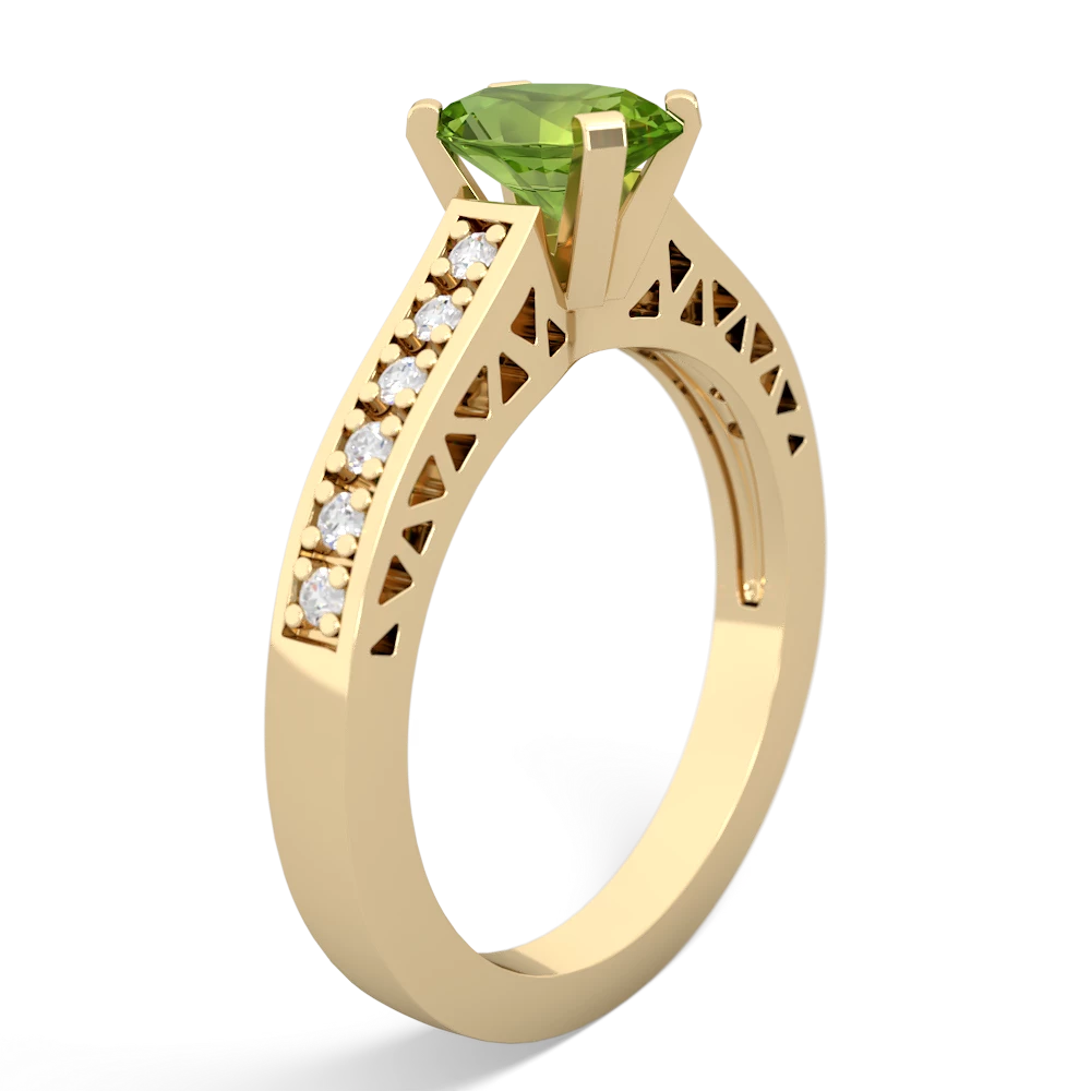 Peridot Art Deco Engagement 7X5mm Oval 14K Yellow Gold ring R26357VL