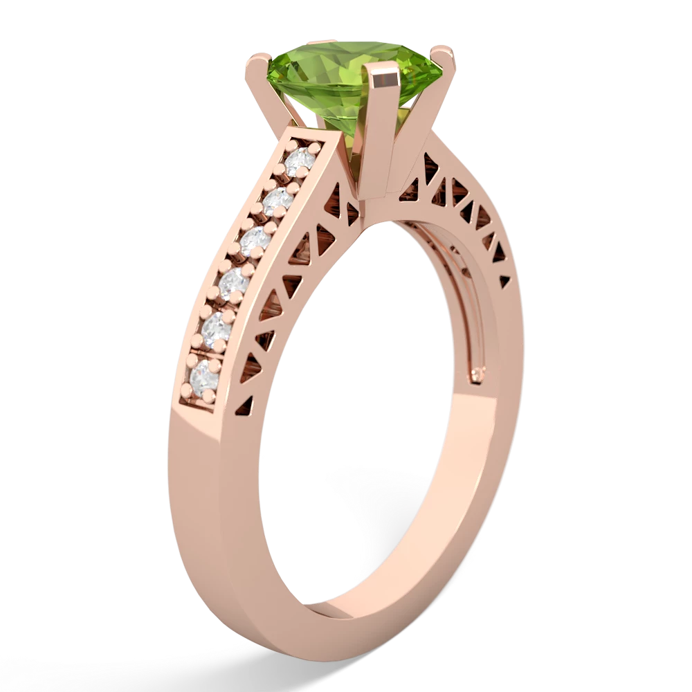 Peridot Art Deco Engagement 8X6mm Oval 14K Rose Gold ring R26358VL