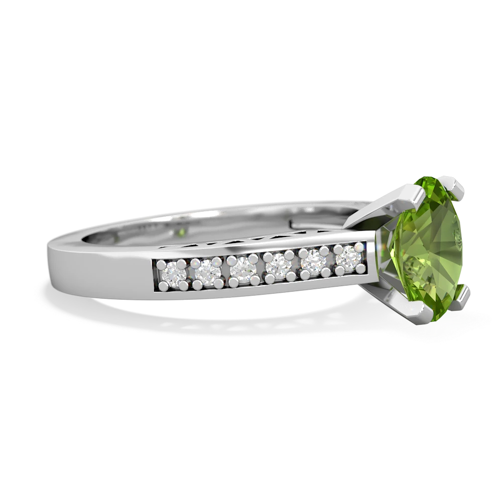 Peridot Art Deco Engagement 8X6mm Oval 14K White Gold ring R26358VL