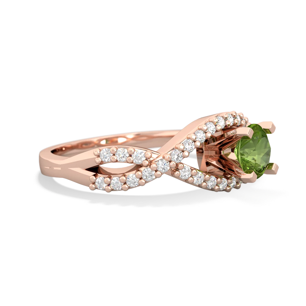 Peridot Diamond Twist 5Mm Round Engagment  14K Rose Gold ring R26405RD