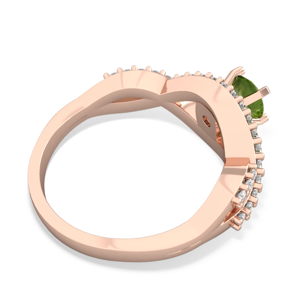 Peridot Diamond Twist 5Mm Round Engagment  14K Rose Gold ring R26405RD