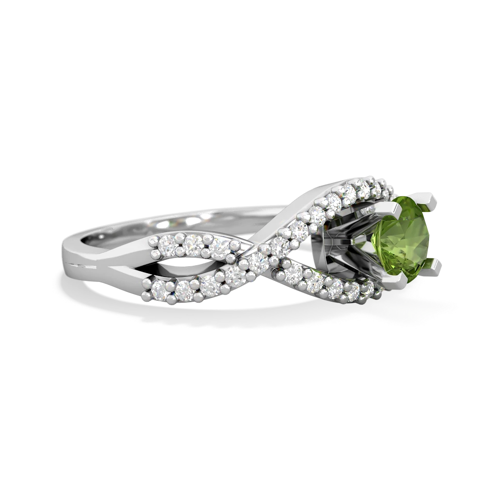 Peridot Diamond Twist 5Mm Round Engagment  14K White Gold ring R26405RD