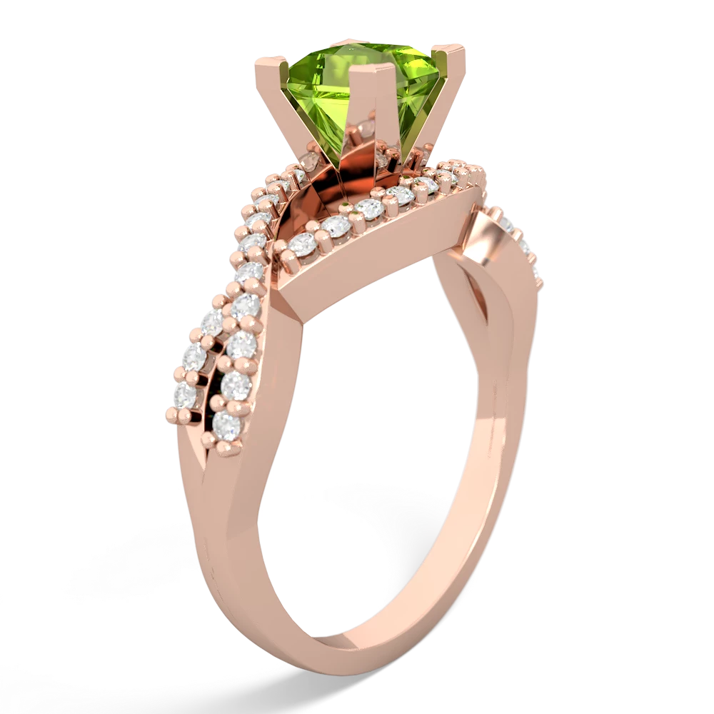 Peridot Diamond Twist 5Mm Square Engagment  14K Rose Gold ring R26405SQ