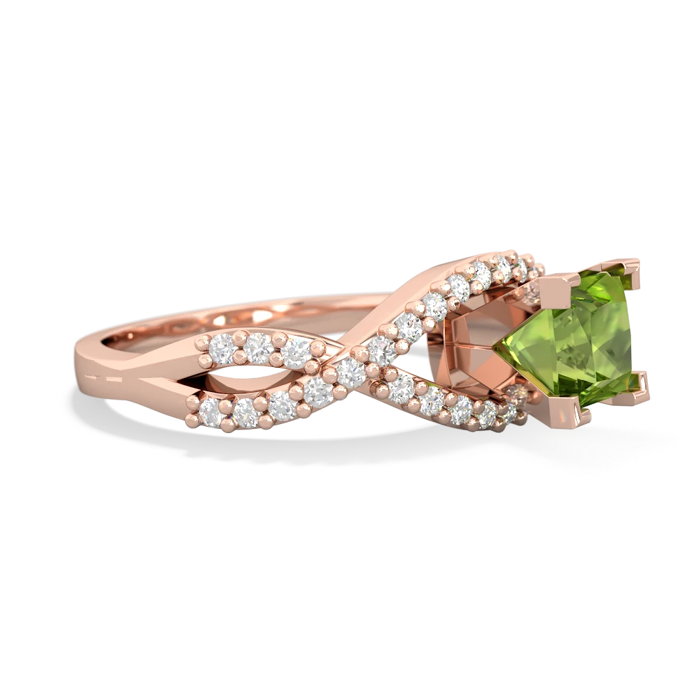 Peridot Diamond Twist 5Mm Square Engagment  14K Rose Gold ring R26405SQ