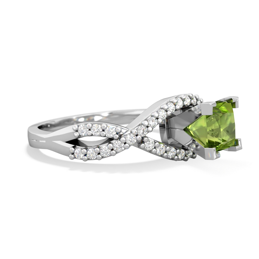 Peridot Diamond Twist 5Mm Square Engagment  14K White Gold ring R26405SQ