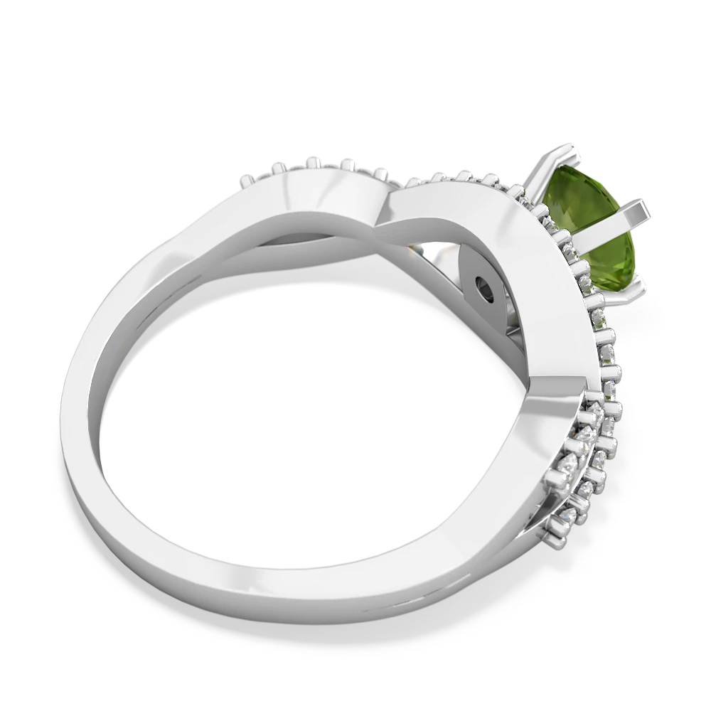 Peridot Diamond Twist 6Mm Round Engagment  14K White Gold ring R26406RD