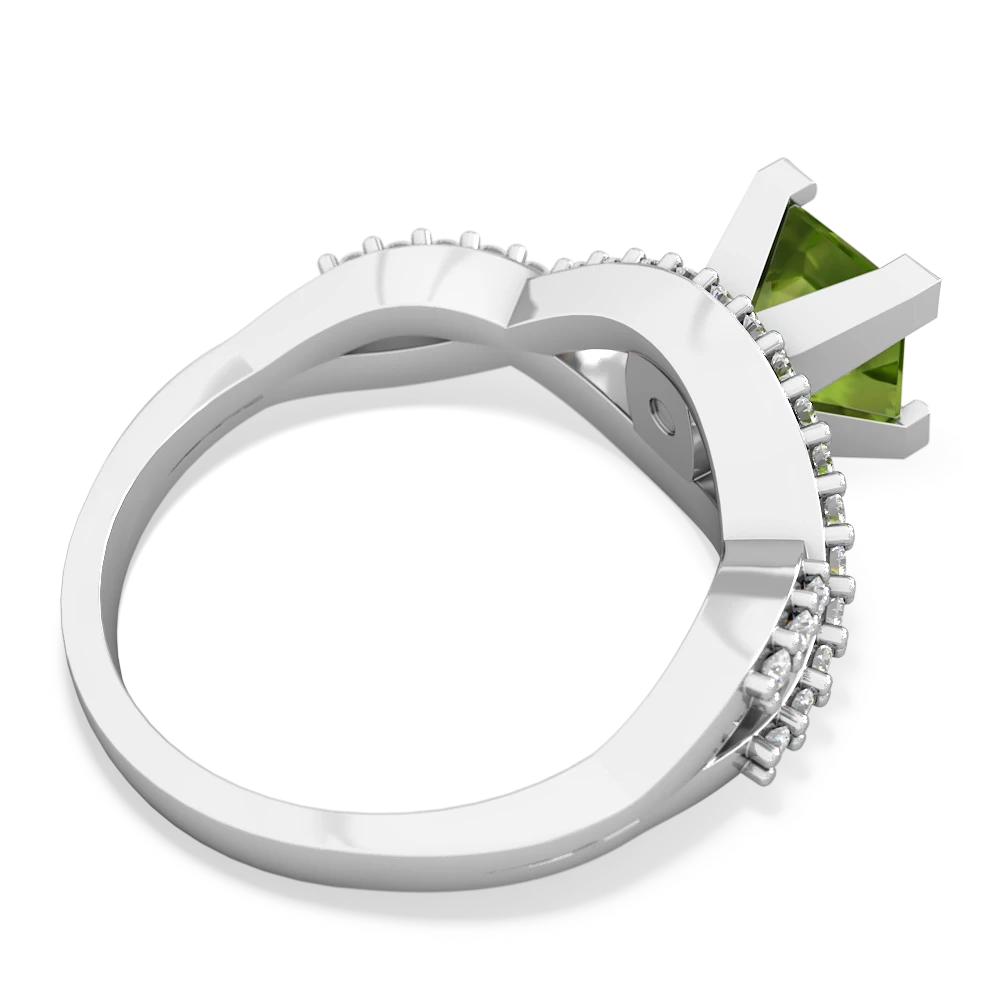 Peridot Diamond Twist 6Mm Princess Engagment  14K White Gold ring R26406SQ