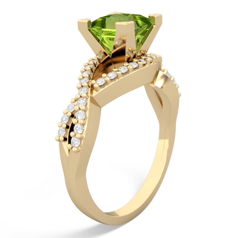 Peridot Diamond Twist 6Mm Princess Engagment  14K Yellow Gold ring R26406SQ
