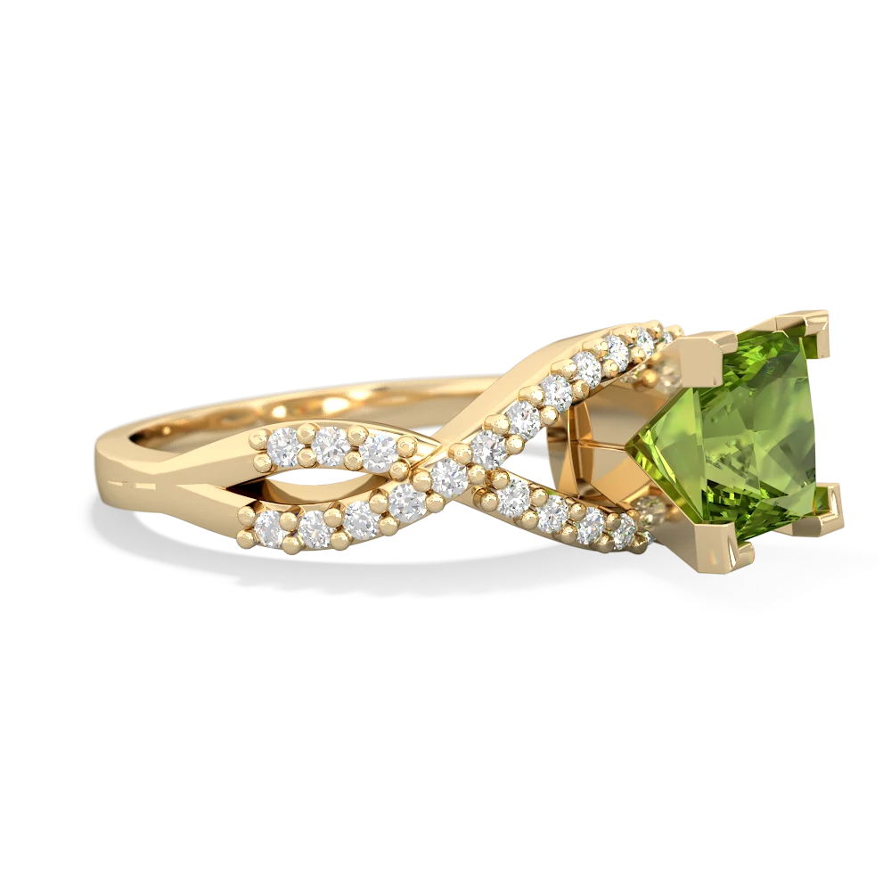 Peridot Diamond Twist 6Mm Princess Engagment  14K Yellow Gold ring R26406SQ