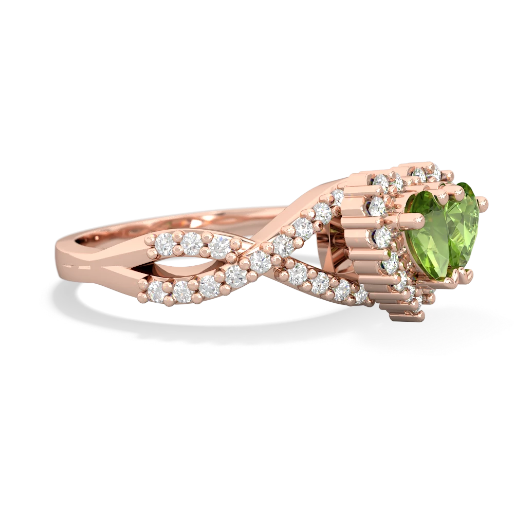 Peridot Diamond Twist 'One Heart' 14K Rose Gold ring R2640HRT