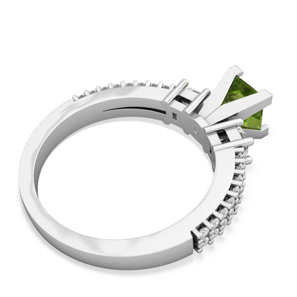 Peridot Engagement 14K White Gold ring R26435SQ - front view