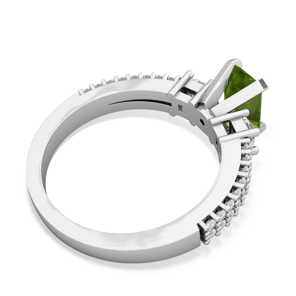 Peridot Engagement 14K White Gold ring R26437EM - front view