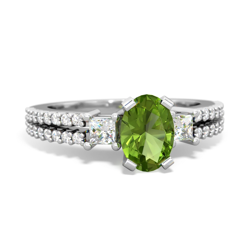 Peridot Engagement 14K White Gold ring R26437VL