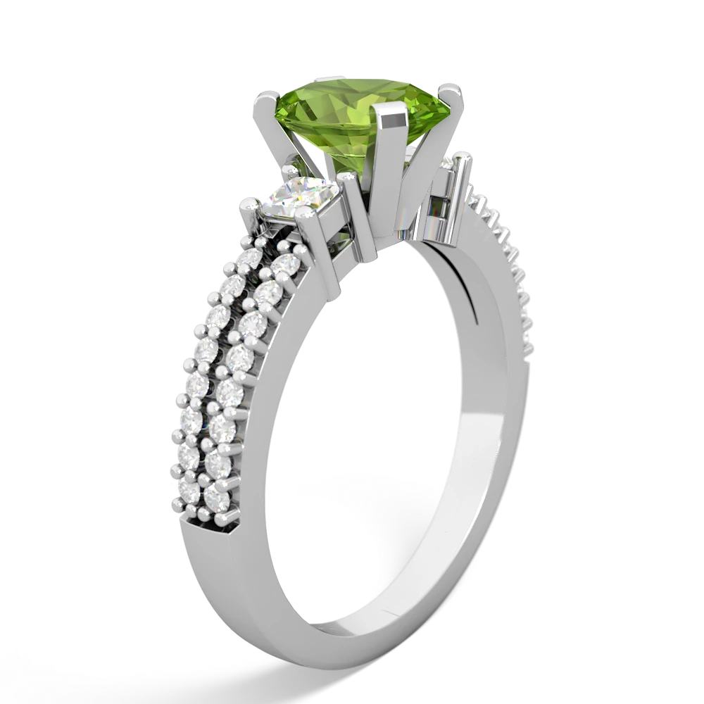 Peridot Classic 8X6mm Oval Engagement 14K White Gold ring R26438VL