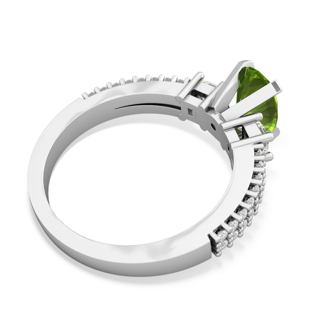 Peridot Engagement 14K White Gold ring R26438VL - front view