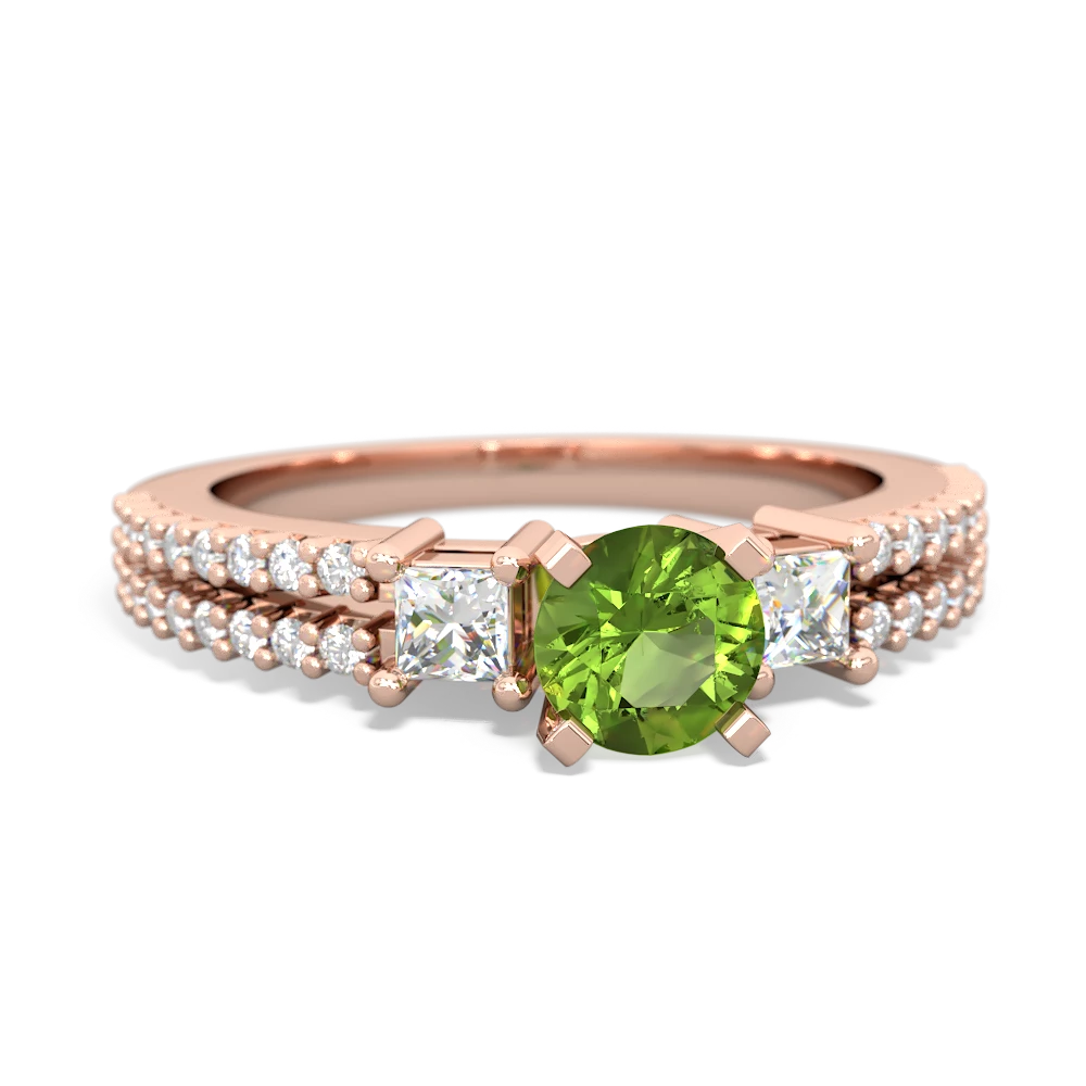 Peridot Classic 5Mm Round Engagement 14K Rose Gold ring R26435RD