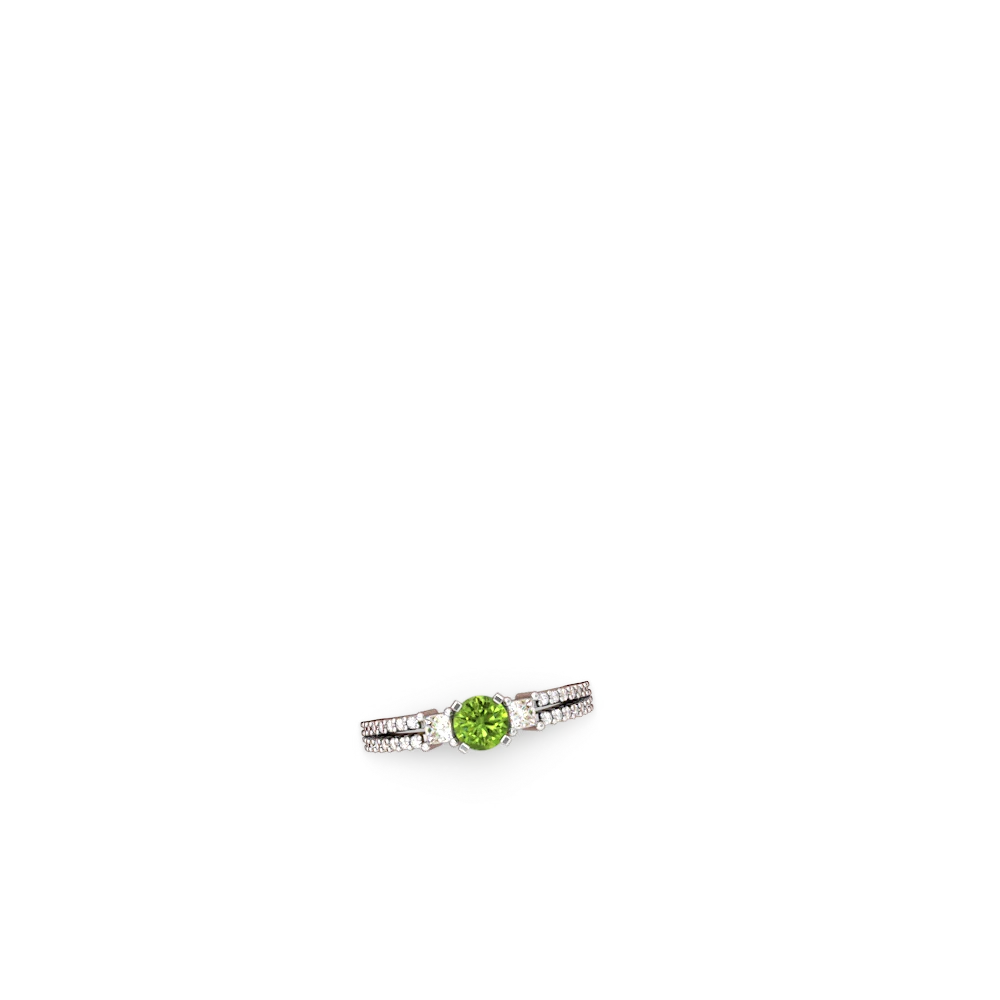 Peridot Classic 5Mm Round Engagement 14K White Gold ring R26435RD