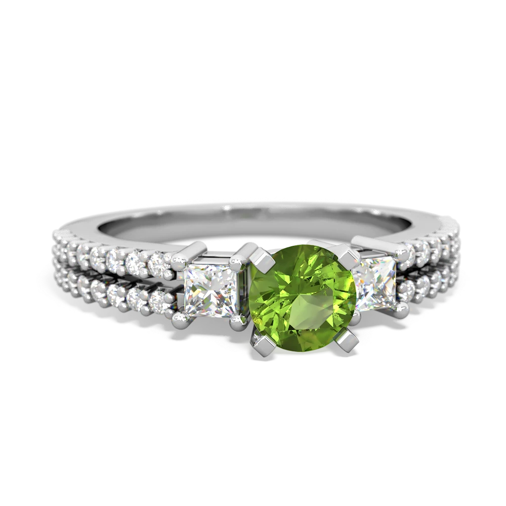 Peridot Classic 5Mm Round Engagement 14K White Gold ring R26435RD