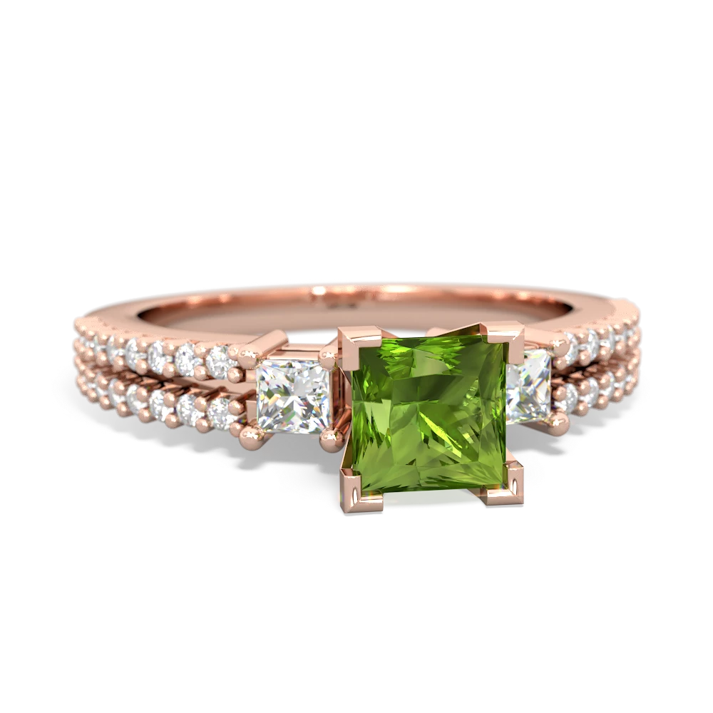 Peridot Classic 5Mm Square Engagement 14K Rose Gold ring R26435SQ