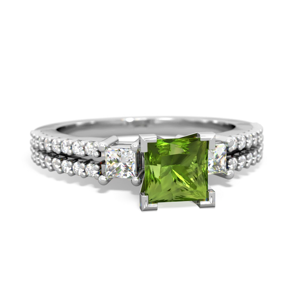 Peridot Classic 5Mm Square Engagement 14K White Gold ring R26435SQ