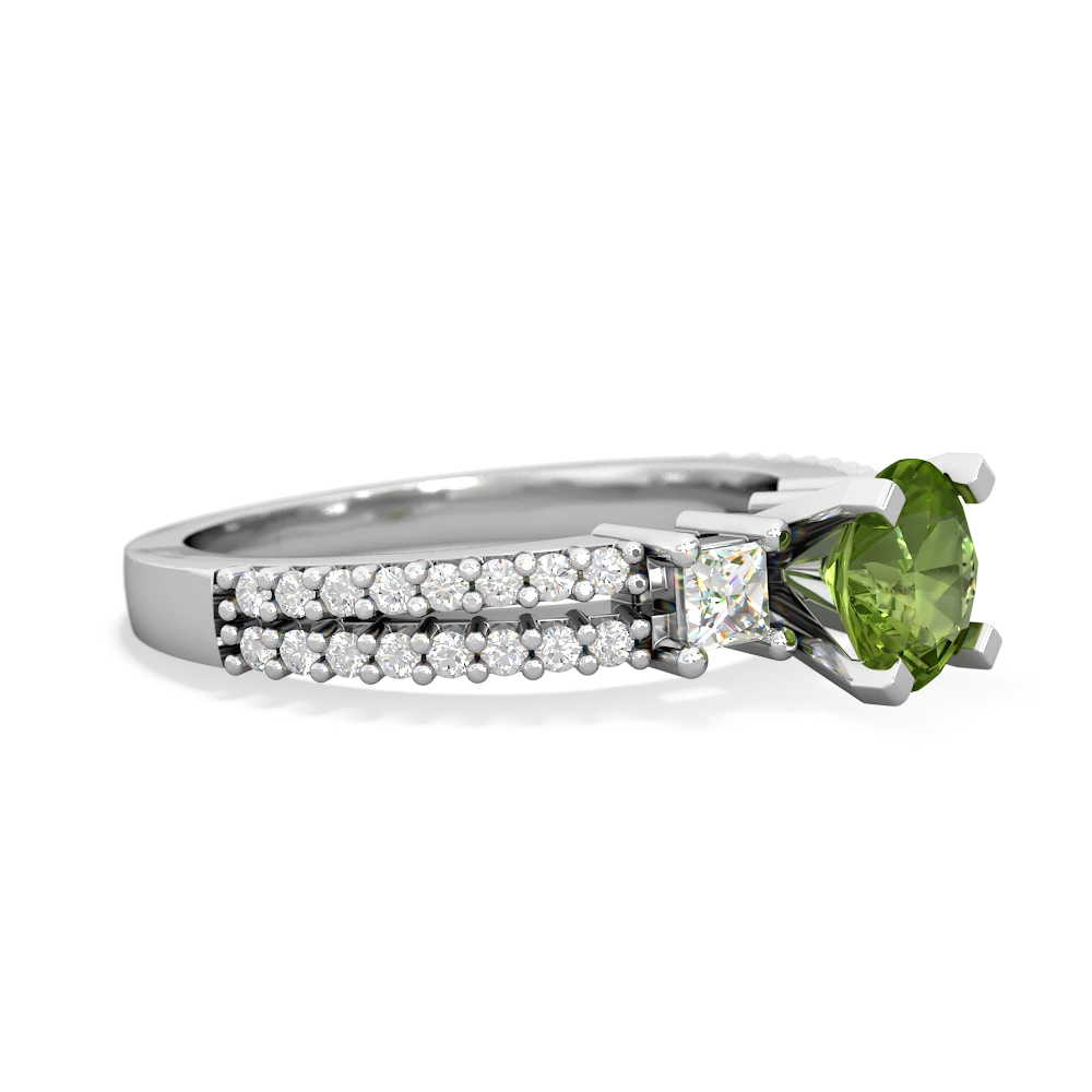 Peridot Classic 6Mm Round Engagement 14K White Gold ring R26436RD