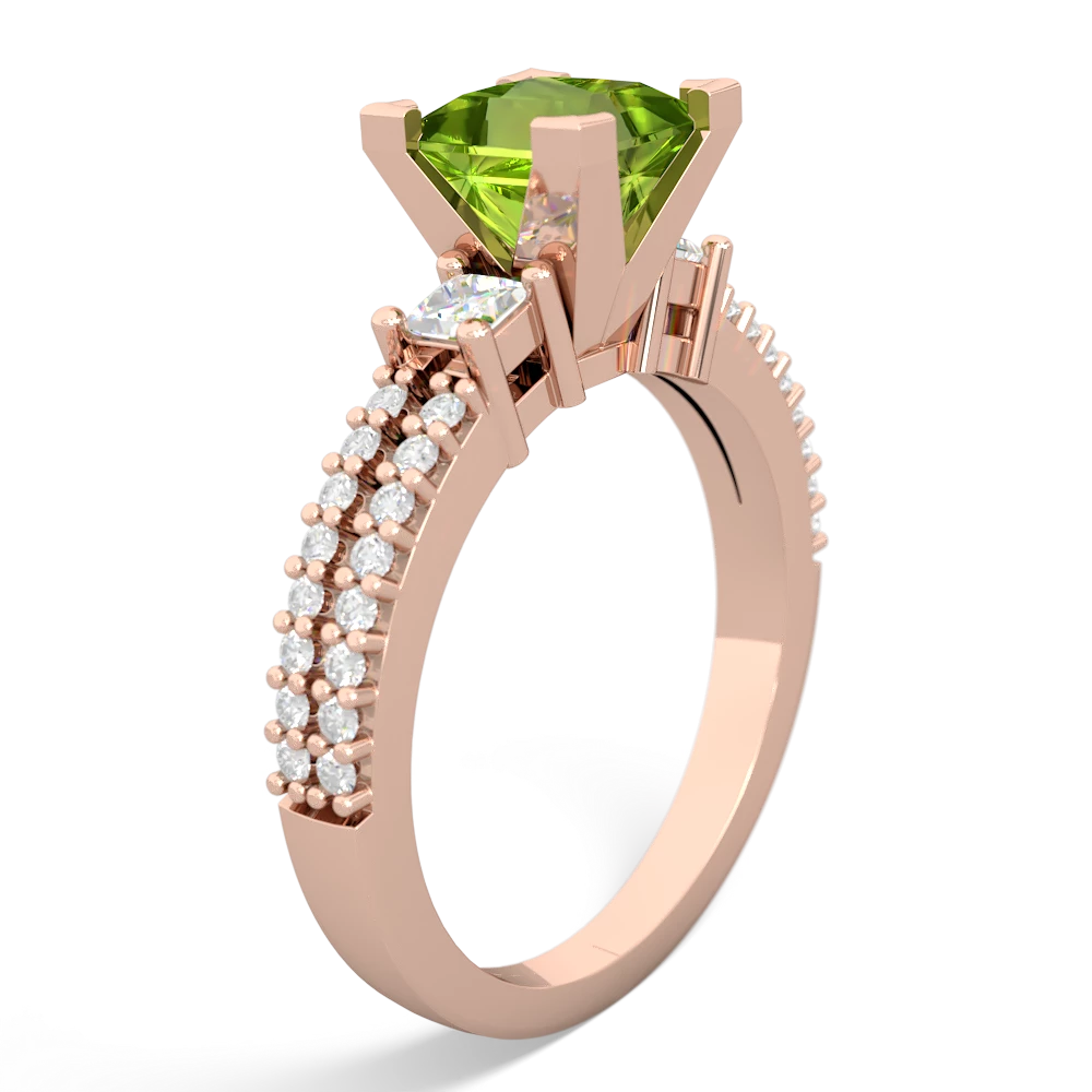 Peridot Classic 6Mm Princess Engagement 14K Rose Gold ring R26436SQ