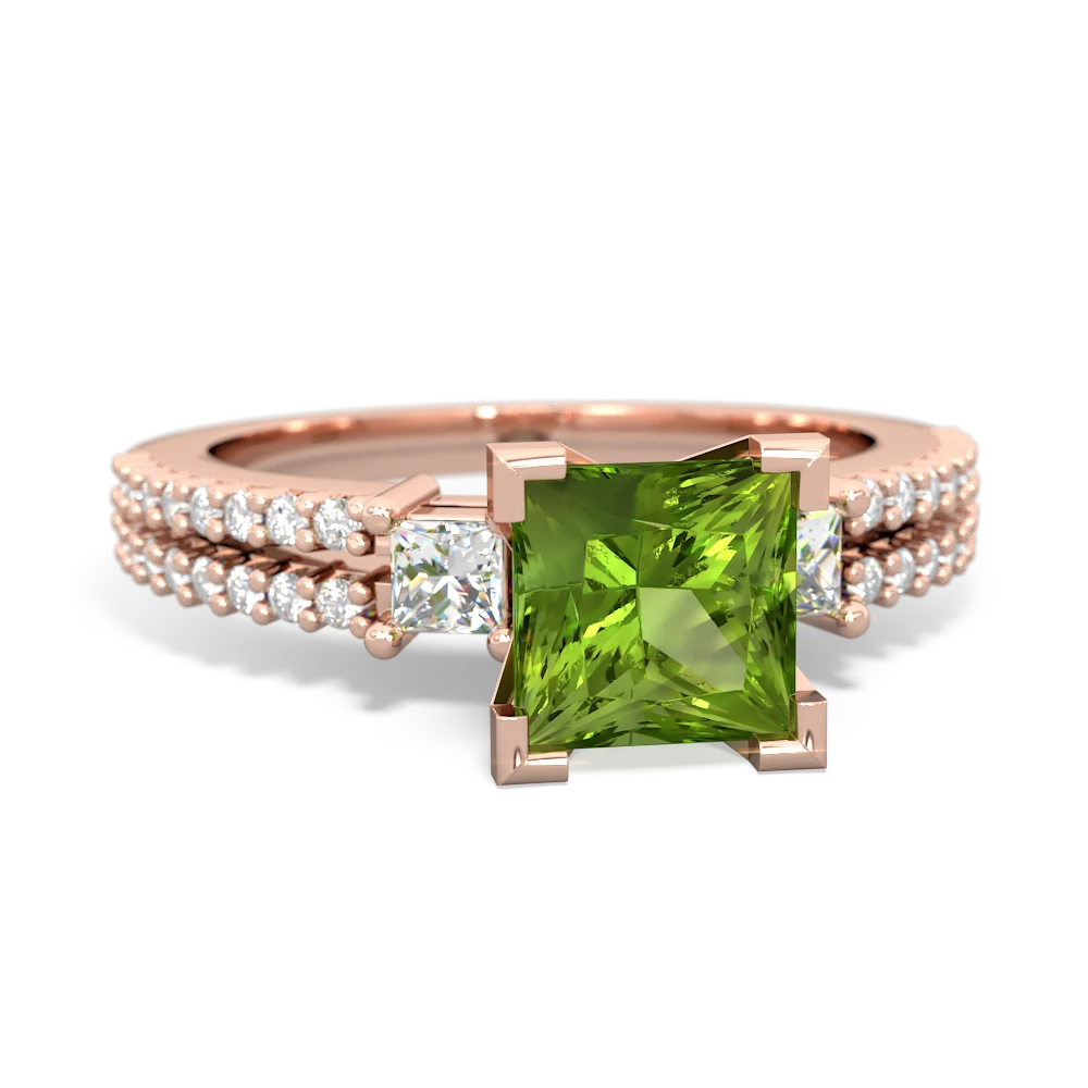 Peridot Classic 6Mm Princess Engagement 14K Rose Gold ring R26436SQ