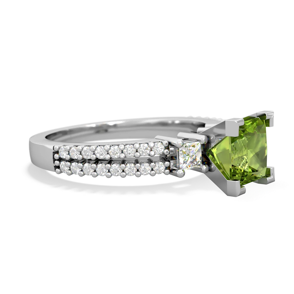 Peridot Classic 6Mm Princess Engagement 14K White Gold ring R26436SQ