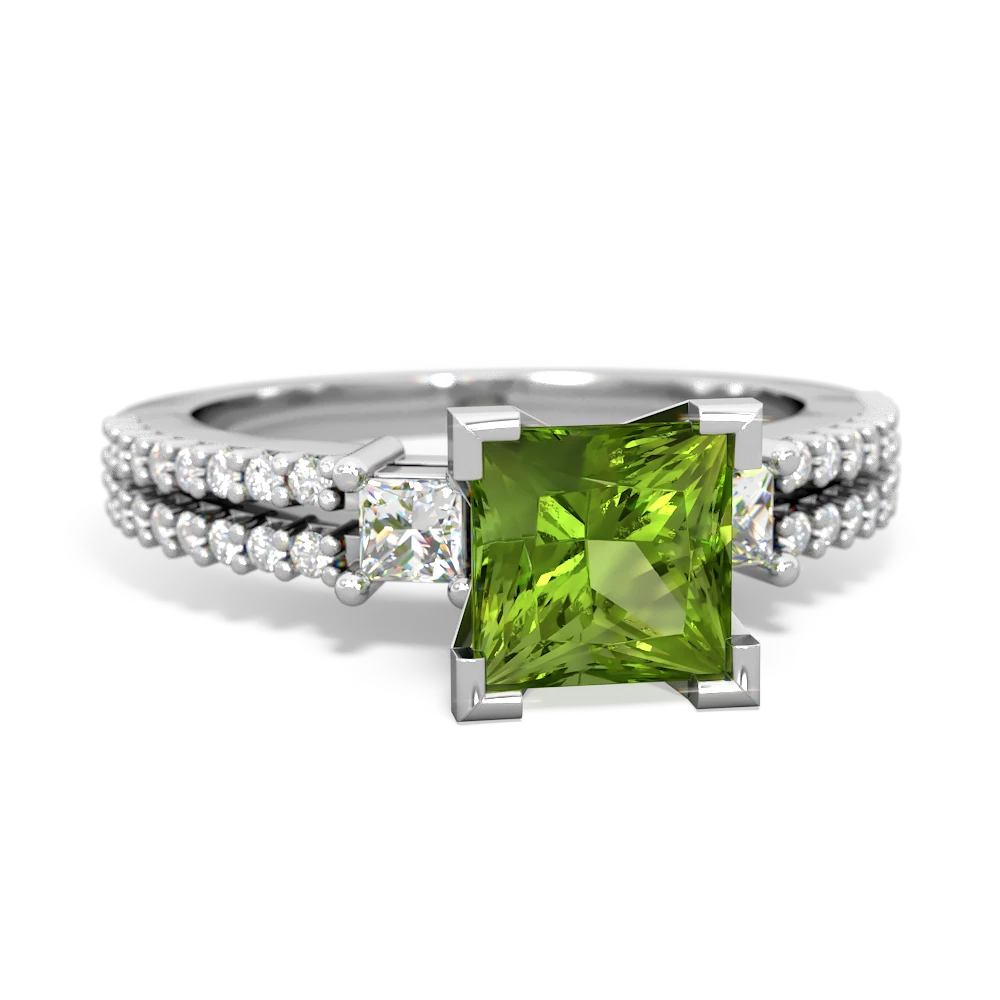 Peridot Classic 6Mm Princess Engagement 14K White Gold ring R26436SQ