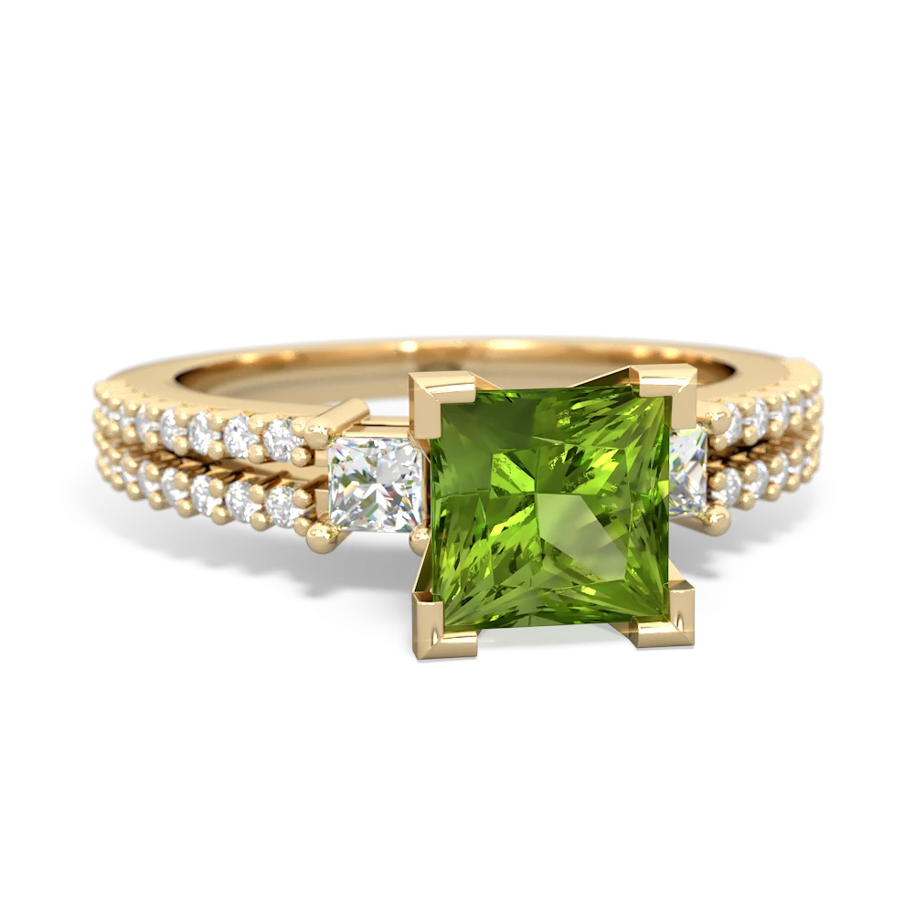 Peridot Classic 6Mm Princess Engagement 14K Yellow Gold ring R26436SQ