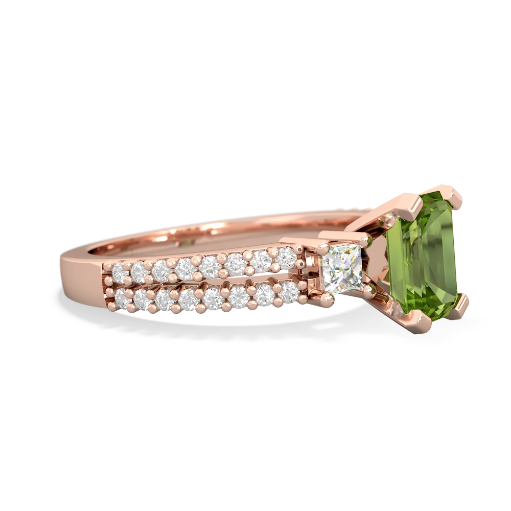 Peridot Classic 7X5mm Emerald-Cut Engagement 14K Rose Gold ring R26437EM