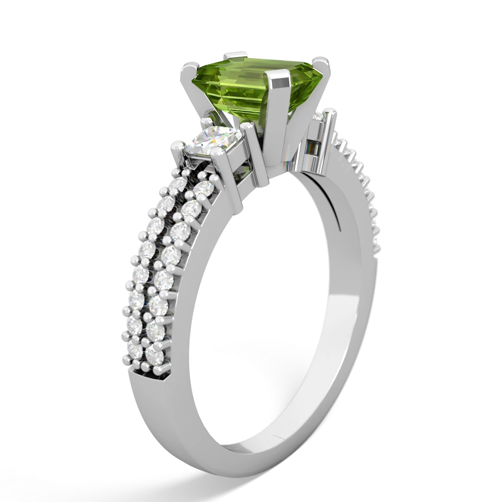 Peridot Classic 7X5mm Emerald-Cut Engagement 14K White Gold ring R26437EM