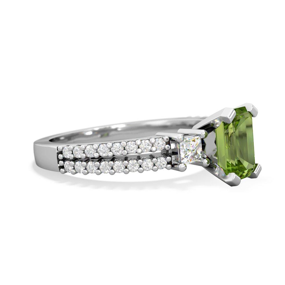 Peridot Classic 7X5mm Emerald-Cut Engagement 14K White Gold ring R26437EM