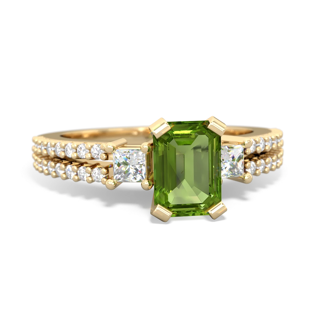 Peridot Classic 7X5mm Emerald-Cut Engagement 14K Yellow Gold ring R26437EM