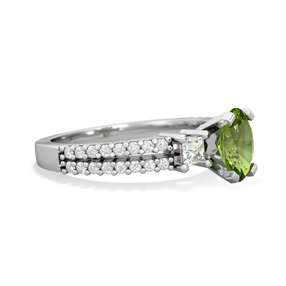 Peridot Classic 7X5mm Oval Engagement 14K White Gold ring R26437VL